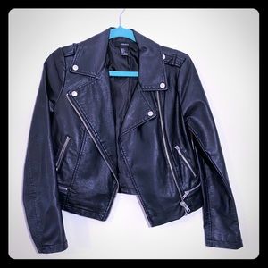Faux leather jacket . Forever 21